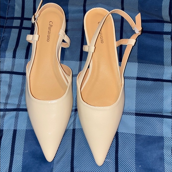 🆕 C.Paravano Slingback Flats Pointed Toe Sandals Adjustable Ankle Strap Shoes - Picture 7 of 9